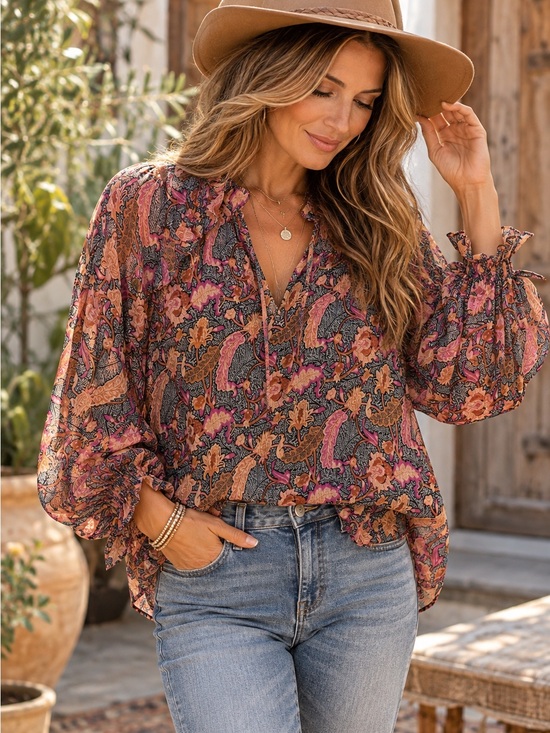 entro Tops - NWT Entro Women's Paisley Floral Blouse - Multicolor